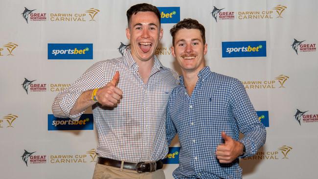 Lachlan Gill and James Caldwell at the 2024 Darwin Turf Club Gala Ball. Picture: Pema Tamang Pakhrin