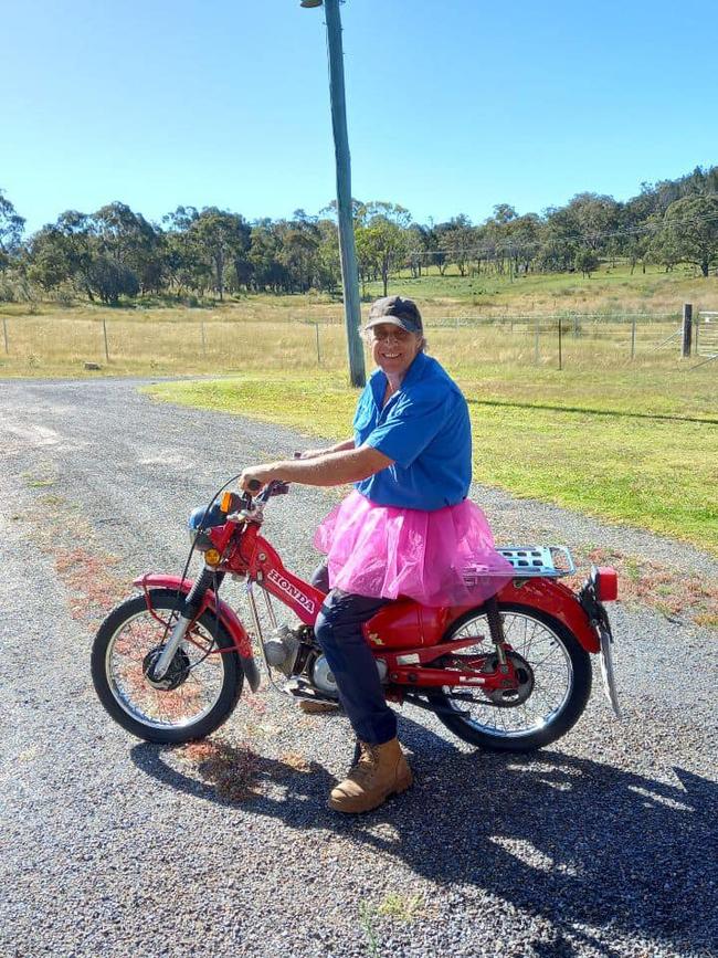 Stanthorpe man Gary Fawcett began Ride Against Domestic Violence in early February 2023, making the first solo ride on his 'postie bike' while wearing a pink tutu to spark a conversation. Photo: Ride Against Domestic Violence/Facebook