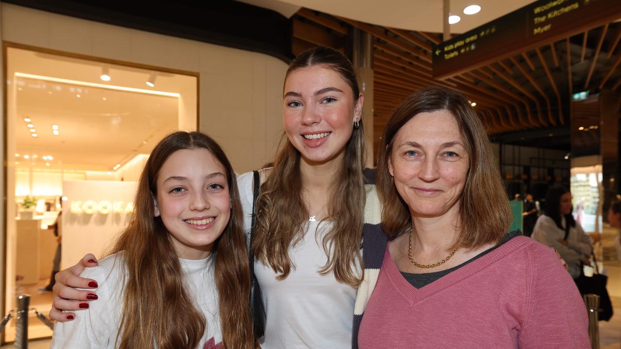 Cody Simpson fan socials at a meet-and-greet at Robina Town Centre outside Myer. Rebecca, Emma and Kate Hawkins Picture Glenn Hampson