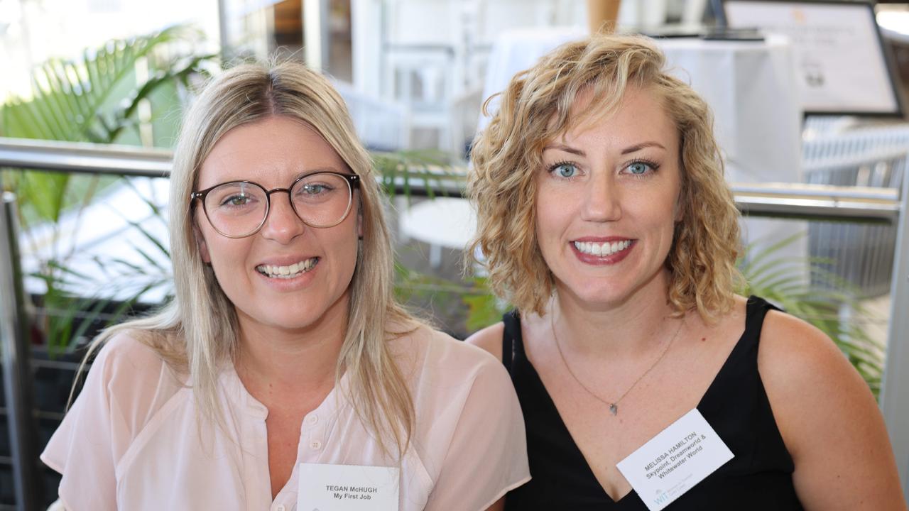 Tegan McHugh and Melissa Hamilton at the Gold Coast Women in Tourism Breakfast at Southport Yacht Club for Gold Coast at Large. Picture: Portia Large