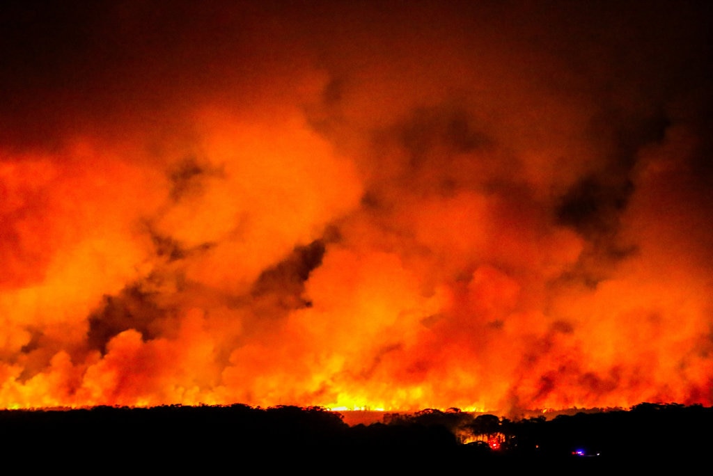 The Coolum blaze from Emu Mountain on Thursday night. Picture: Radley White