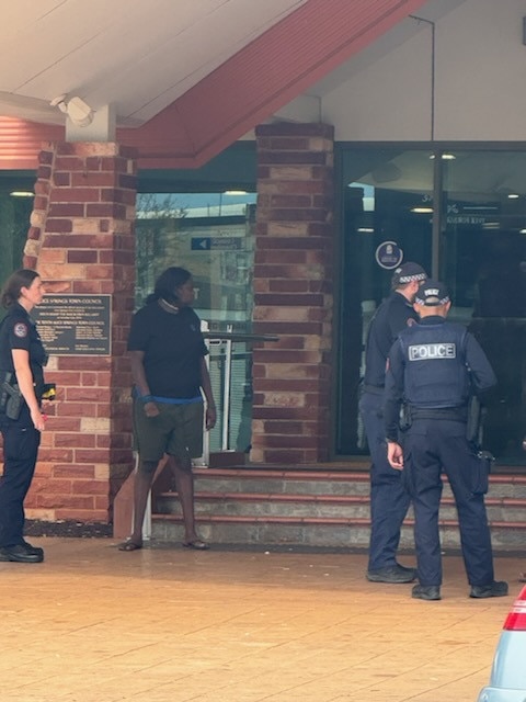 Police outside the Alice Springs Town Council chambers Tuesday, November 12. Picture: Supplied