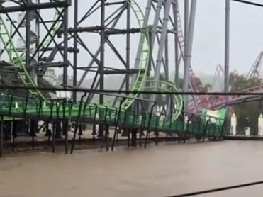 Tiktok video by thatssomid_ shows flooding at Movie World after Gold Coast deluge.