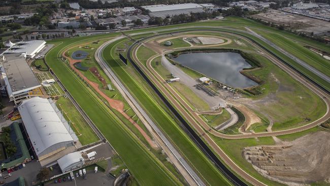 An aerial view of Rosehill racecourse. Picture: Steve Christo / Corbis