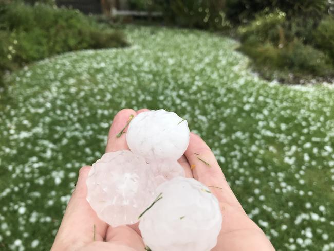 Huge hail fell at Saratoga during the December storm.