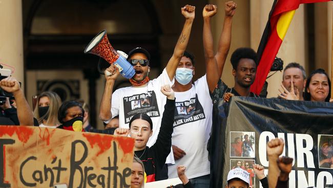 Black Lives Matter protest at Sydney Town Hall on Saturday. Picture: Sam Ruttyn