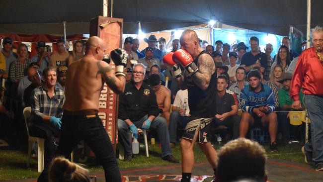 Inside the Fred Brophy Boxing Troupe tent at Beef Australia at Rocky Sports Club. Photo: Vanessa Jarrett.