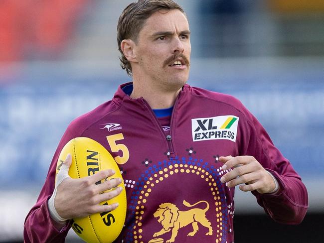 GOLD COAST, AUSTRALIA - APRIL 24: Joe Daniher of the Lions warms up during the 2022 AFL Round 06 match between the Gold Coast Suns and the Brisbane Lions at Metricon Stadium on April 24, 2022 in the Gold Coast, Australia. (Photo by Russell Freeman/AFL Photos via Getty Images)