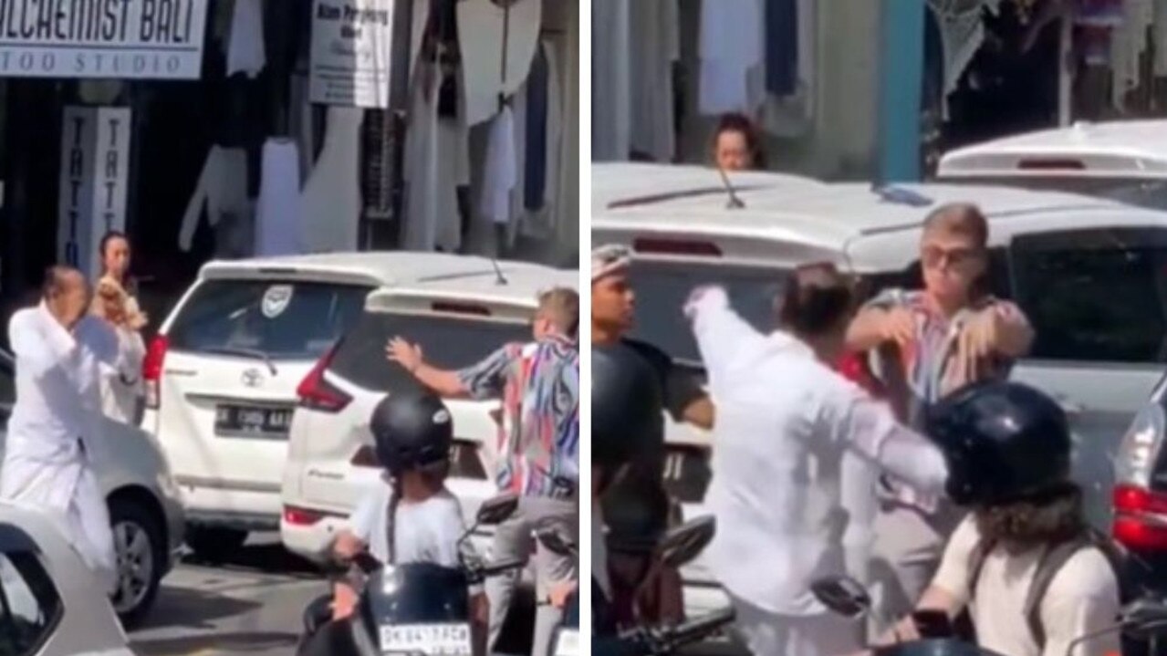 The footage shows the two men fighting in the middle of the road. Picture: Instagram/tommy_aerial