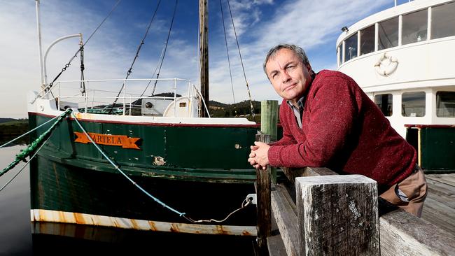 Cartela project manager Ross James inspects the vessel at Franklin. Pictures: SAM ROSEWARNE