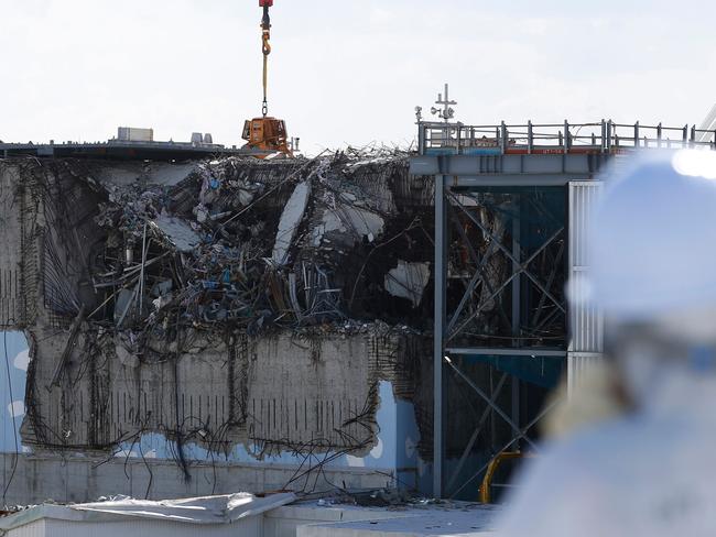 Repair work undertaken on No. 3 reactor building last year. Picture: AFP