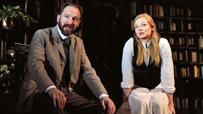 Sarah Snook with Ralph Fiennes in The Master Builder at the Old Vic in London. Picture: Robbie Jack/Corbis via Getty Images