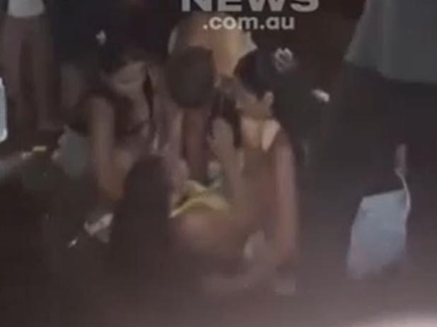 Dozens of schoolies were on a balcony when it collapsed. Picture: 7 News