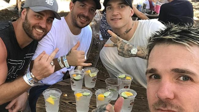 Sam Fisher, Harlan Camilleri, Dustin Martin and Dane Swan at the Austin City Limits Music Festival. Picture: Instagram