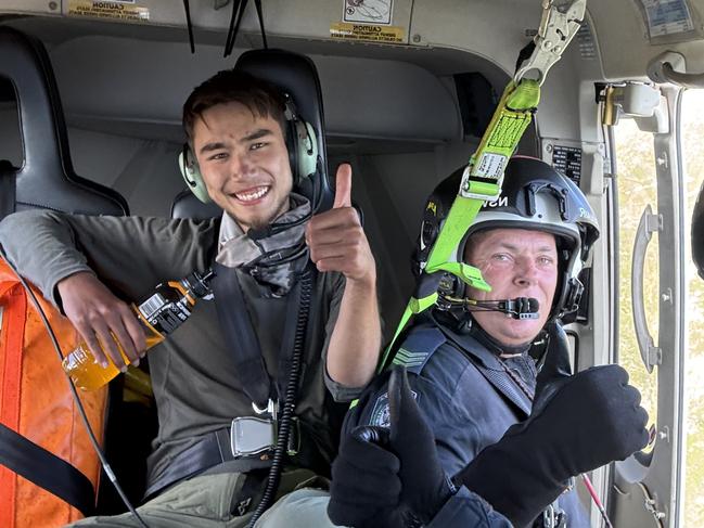 An image of the bushwalker Hadi Hazari following his rescue. I would like to thank all of the emergency services personnel for their tireless work searching for 13 days in tough conditions, to locate me.I would also like to thank members of the public, family and friends for their well wishes and prayers.As I continue to recover, I ask the media for privacy at this time. Picture: NSW Police via NewsWire