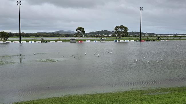Tony Fitzgerald captured this photo of the field totally flooded while he was walking his dog this morning. Photo: Tony Fitzgerald