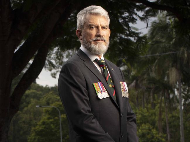 QNPBNMThis is a portrait of retired soldier Jamie Heron. We need him standing or sitting (on a nice chair) at the end of his driveway as this is what is being suggested of citizens to commemorate Anzac Day - a driveway dawn service of sorts.