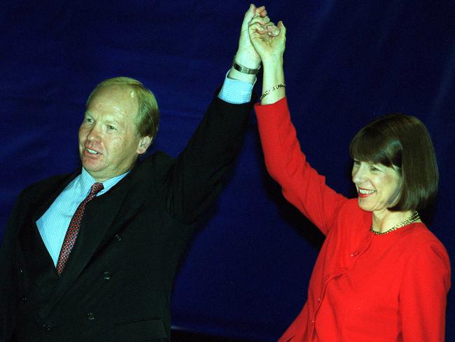 Then premier Peter Beattie launches his 2001 campaign with wife Heather.