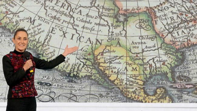 Mexico's President Claudia Sheinbaum said that the United States should be called Mexican America in response to Donald Trump's proposal to rename the Gulf of Mexico the Gulf of America. Picture: AFP