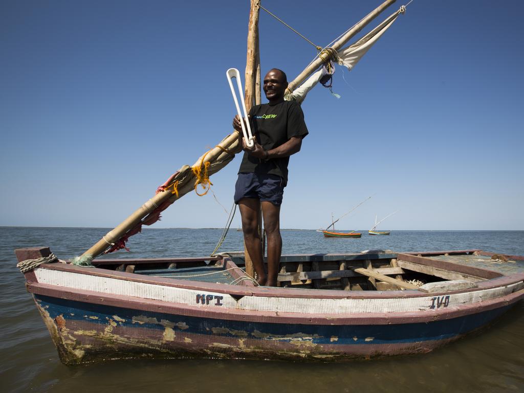 The Queen’s Baton spent its first full day in Maputo, the capital city of Mozambique on 5 May, 2017, where it interacts with local traders and fishermen, visited three schools and was received by the minister of youth and sport. Photograph shows one of the fishermen in his boat on the beach at Bairro dos Pescadores.