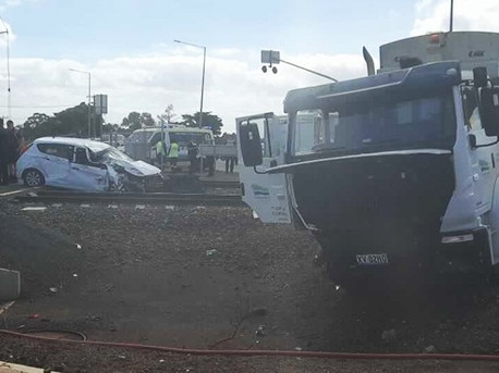 A train has hit a truck in Truganina in Melbourne's west. Photo: 3AW