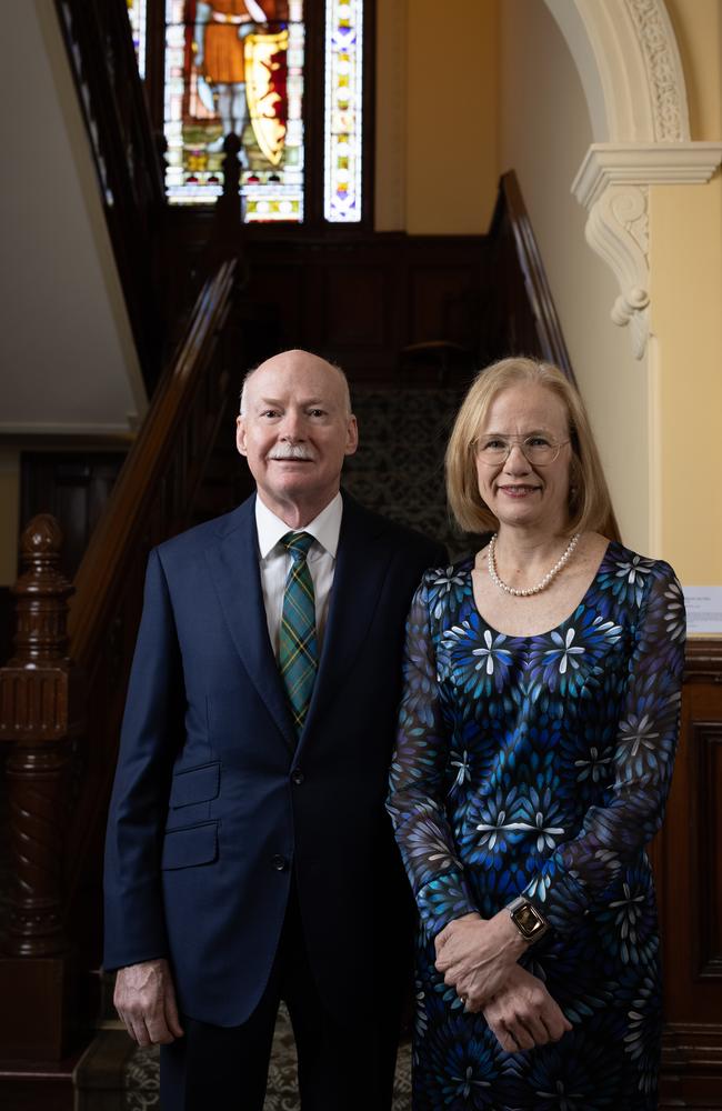 Governor Jeannette Young with husband Professor Graeme Nimmo at Government House. Picture: David Kelly