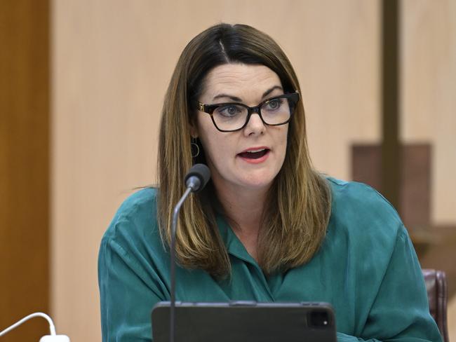 Senator Sarah Hanson-Young at Parliament House in Canberra. Picture: NewsWire / Martin Ollman