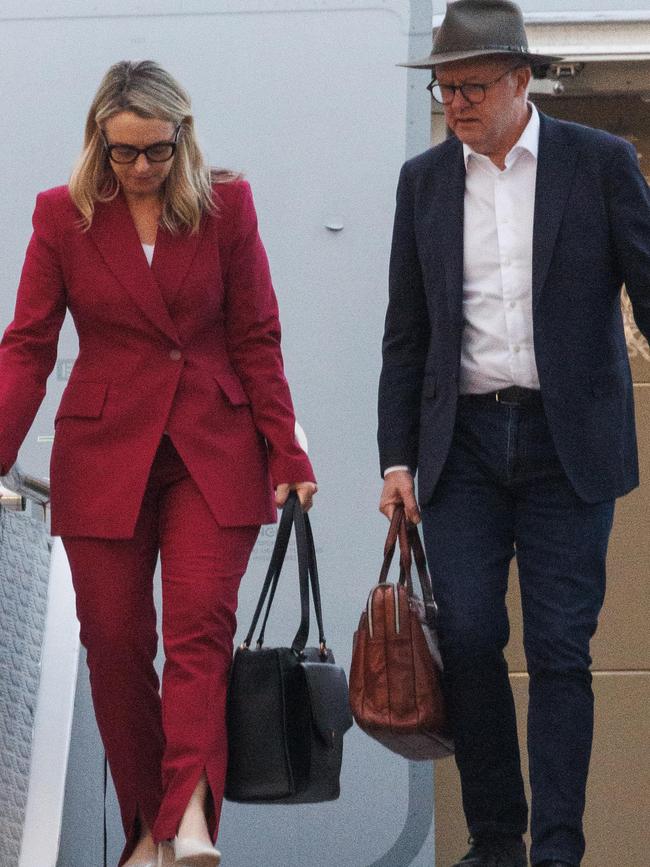 Landing in Sydney with Ms Haydon after a trip to the United States. Picture: NCA NewsWire / David Swift