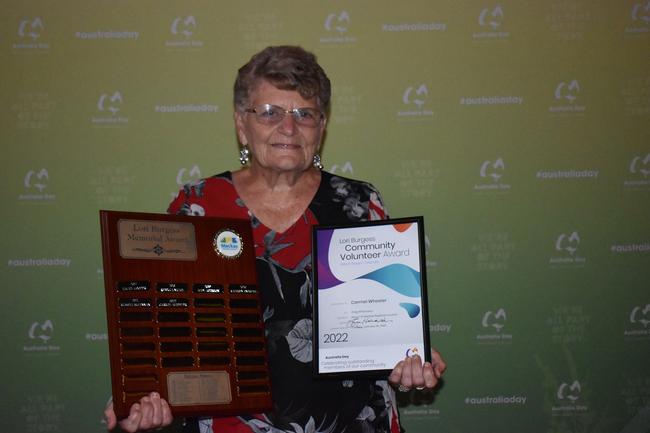 Lori Burgess Community Volunteer Award winner Carmel Wheeler. at the Mackay Australia Day awards at the MECC on January 25, 2022. Picture: Lillian Watkins