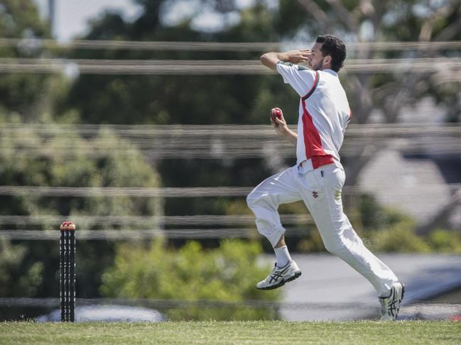 Paddy Jackson bowling for Pines. Picture: Valeriu Campan