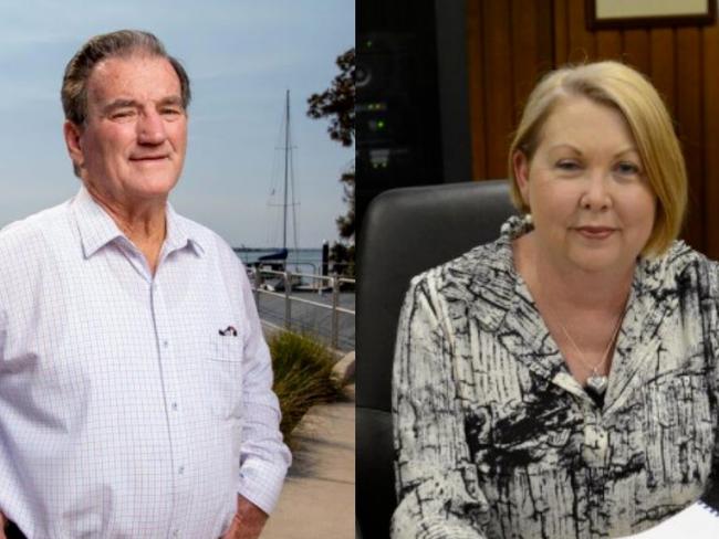 Clarence Valley Mayor Jim Simmons (left) will face a challenge for the position from Councillor Karen Toms (right) at an extraordinary council meeting on Tuesday.