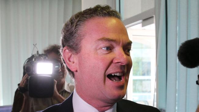 Christopher Pyne at the launch of the Battlefield Command System for the Army, in Canberra.Picture Gary Ramage