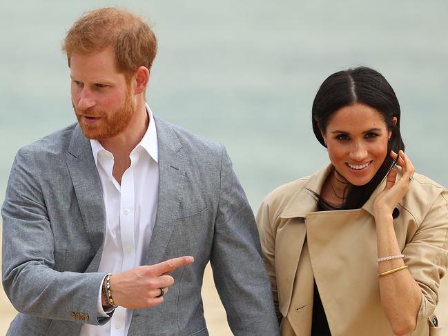 The Duke and Duchess of Sussex on South Melbourne Beach during their 2018 Australian tour. Picture: Scott Barbour/Getty Images