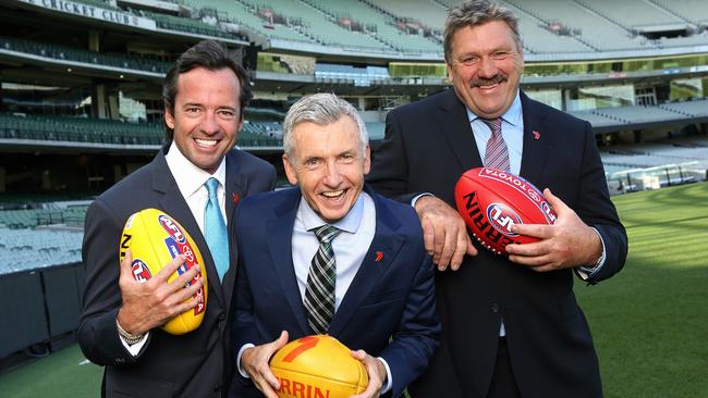 BT, Bruce and Hamish, - Channel 7 commentary team. Picture: Wayne Ludbey.