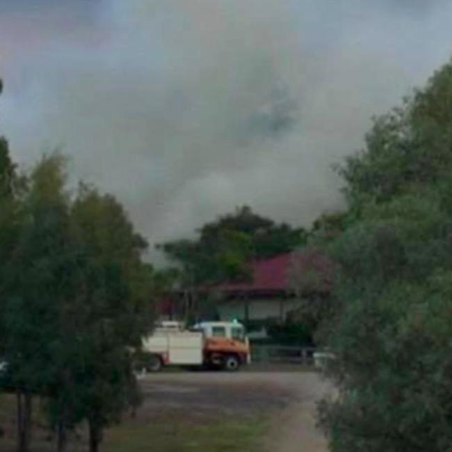 The April 8, 2018 fire at Spicers Hidden Vale at Grandchester. Picture: Channel 7