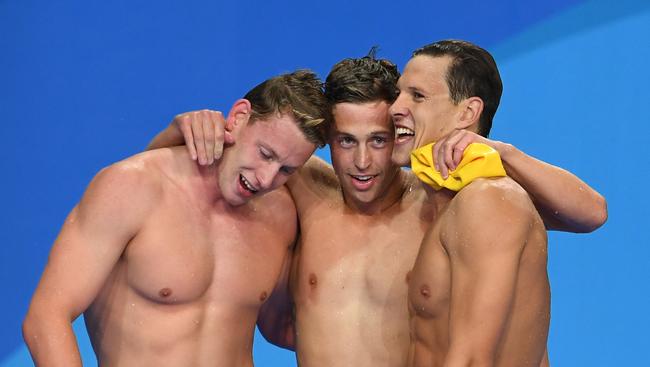 Larkin, Bradley Woodward and Josh Beaver after finishing top three in the event.