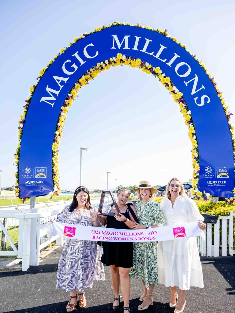 Maddy Sears collects the racing women's bonus at Magic Millions race day. Picture: Luke Marsden.