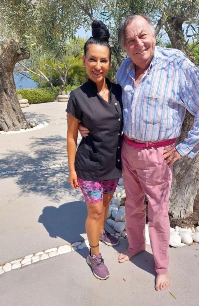 Barefoot and wearing salmon-pink chinos and a striped shirt, Humphries seemed relaxed. Picture: Penelope Spa &amp; Wellness / Instagram