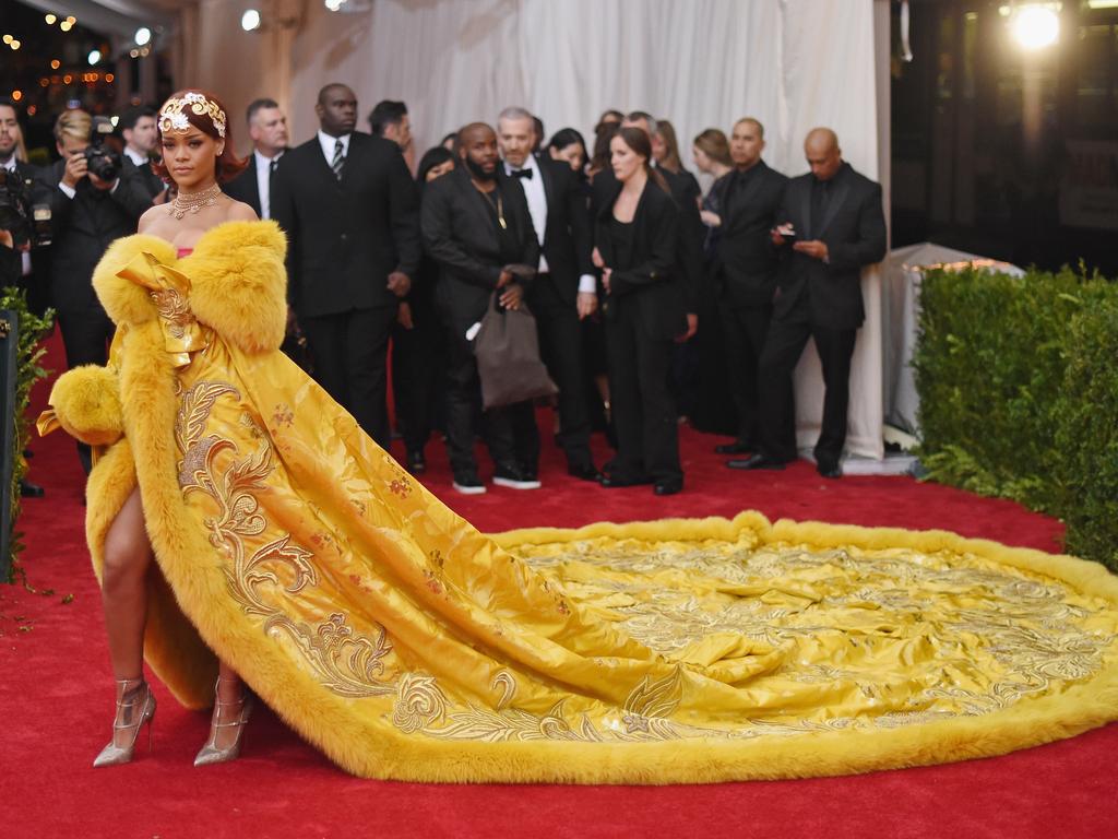 Rihanna’s 2015 Met Gala outfit was likened to an omelet on social media. Picture: Mike Coppola/Getty Images)