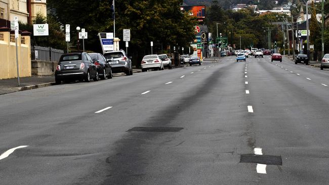 Davey Street, road condition. Picture: Chris Kidd