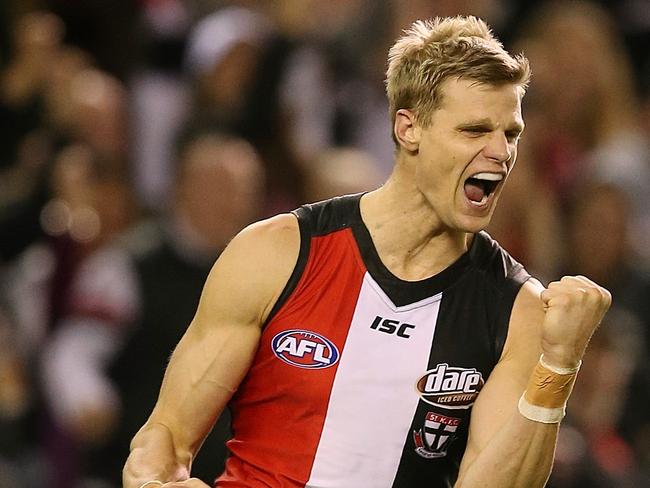 Nick Riewoldt during the clash against Melbourne. Picture: Wayne Ludbey