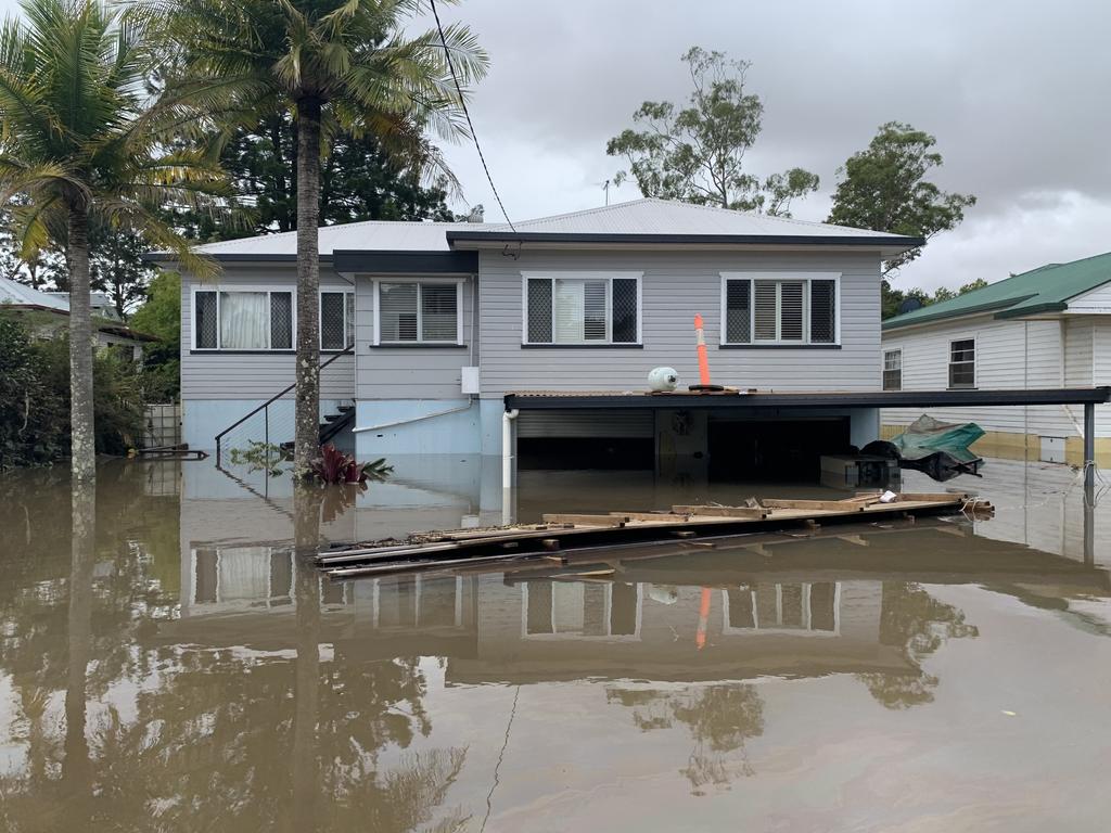 Flood water fills Max Walker's house on March 1, 2022, a day after Lismore was hit by a record flood. Picture: Stuart Cumming