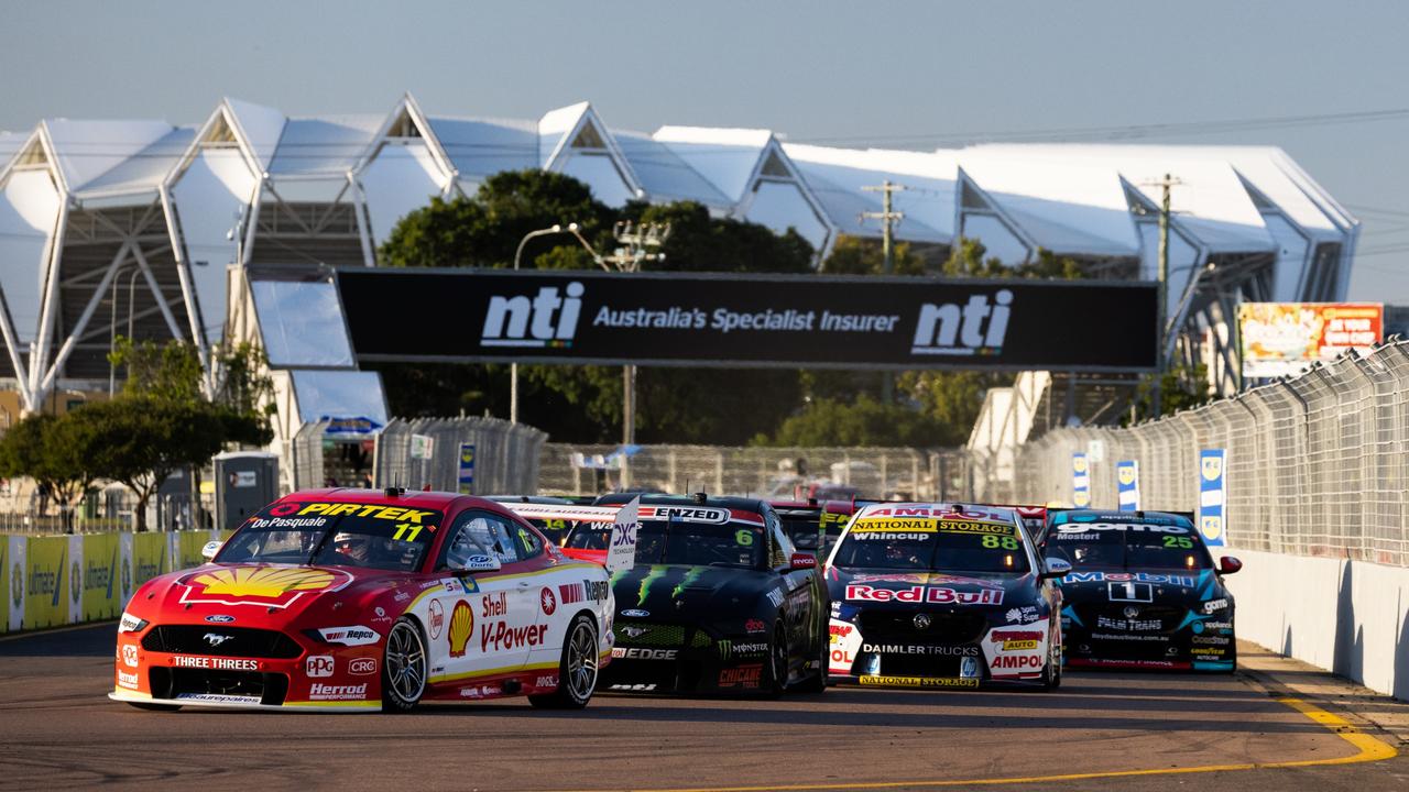 The action during race one of the Townsville SuperSprint which is part of the 2021 Supercars Championship at Reid Park on Saturday.