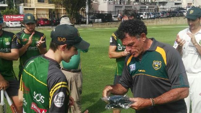 Mac Jenkins gets his cap from Mike Whitney