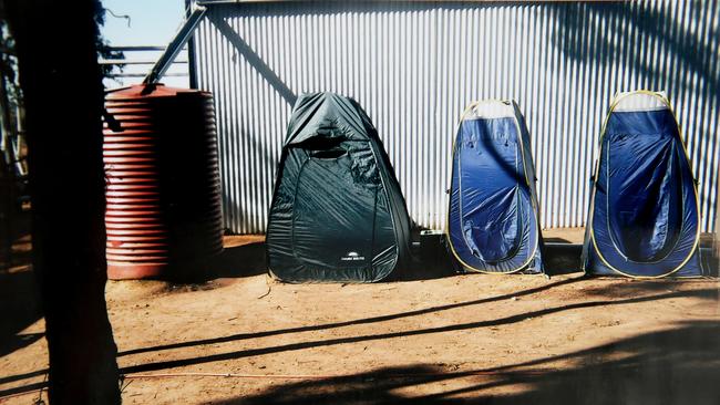 Tents at the farm property of the Colt family.