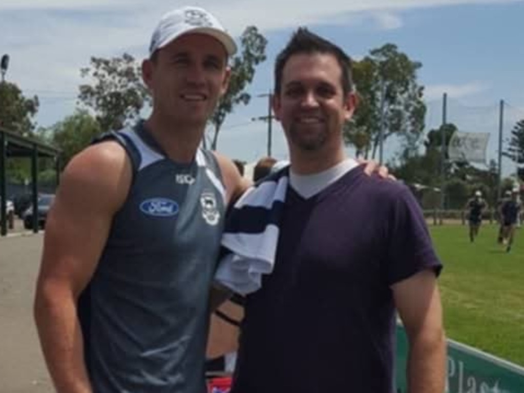 Joel Selwood and Anthony George at Geelong training in 2015. Picture: Supplied