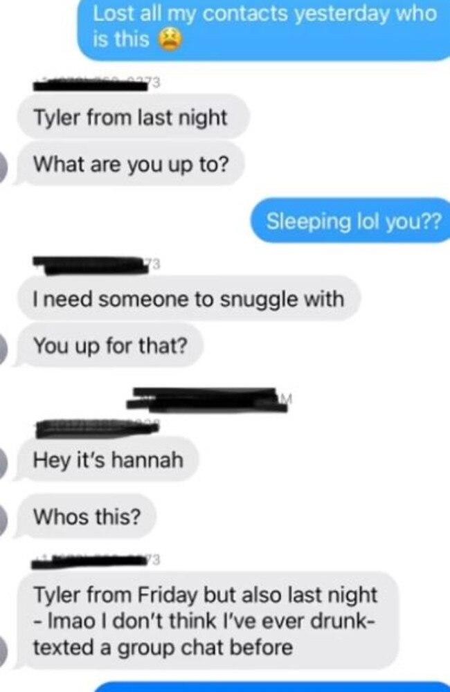 A New York man has been slammed on social media after “drunkenly” texting two women for a booty call in the same chat. Picture: Facebook