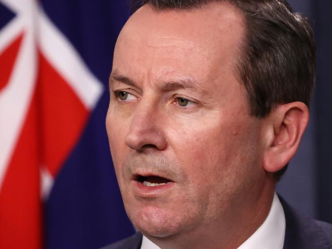 Politics. Premier Mark McGowan holds a Covid related press conference at Dumas House in West Perth. Picture Jackson Flindell The West Australian