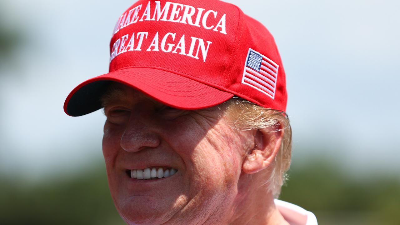 DORAL, FLORIDA - APRIL 07: Former U.S. President Donald Trump is seen at the driving range during day three of the LIV Golf Invitational - Miami at Trump National Doral Miami on April 07, 2024 in Doral, Florida. (Photo by Megan Briggs/Getty Images)
