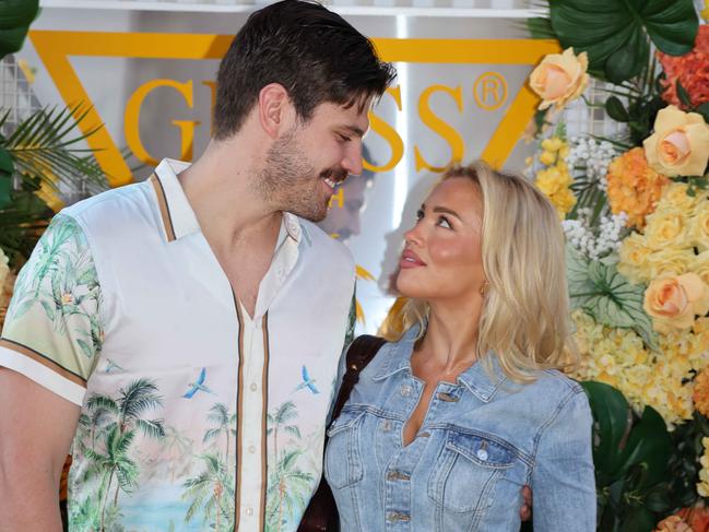 Matt Zukowski and Tammy Hembrow at the GUESS Beach Club VIP Launch at La Luna Beach Club for Gold Coast at Large. Picture, Portia Large.